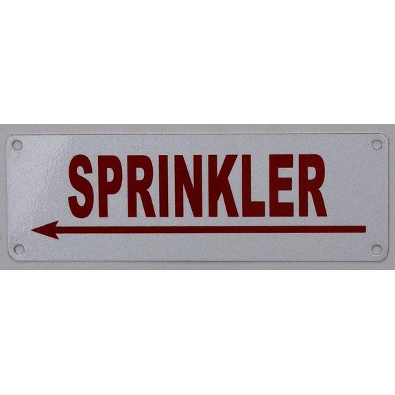 Sprinkler Left Arrow Sign (White, Reflective !!, Aluminium 2X6)(ref-2022-4)