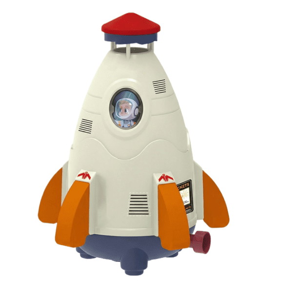 Sprinkler Outdoor Water Toy for Summer Fun, Rocket Ship Space Theme Sprinkler, Backyard SplashPlay Water Spray Toy for Boys Girls, Khaki
