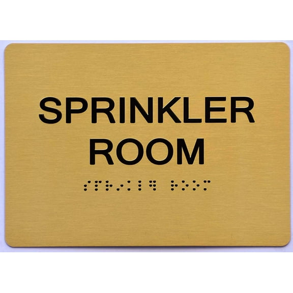 Sprinkler Room Sign- Gold(Aluminium, Gold/Black,Size 5x7) The Sensation line