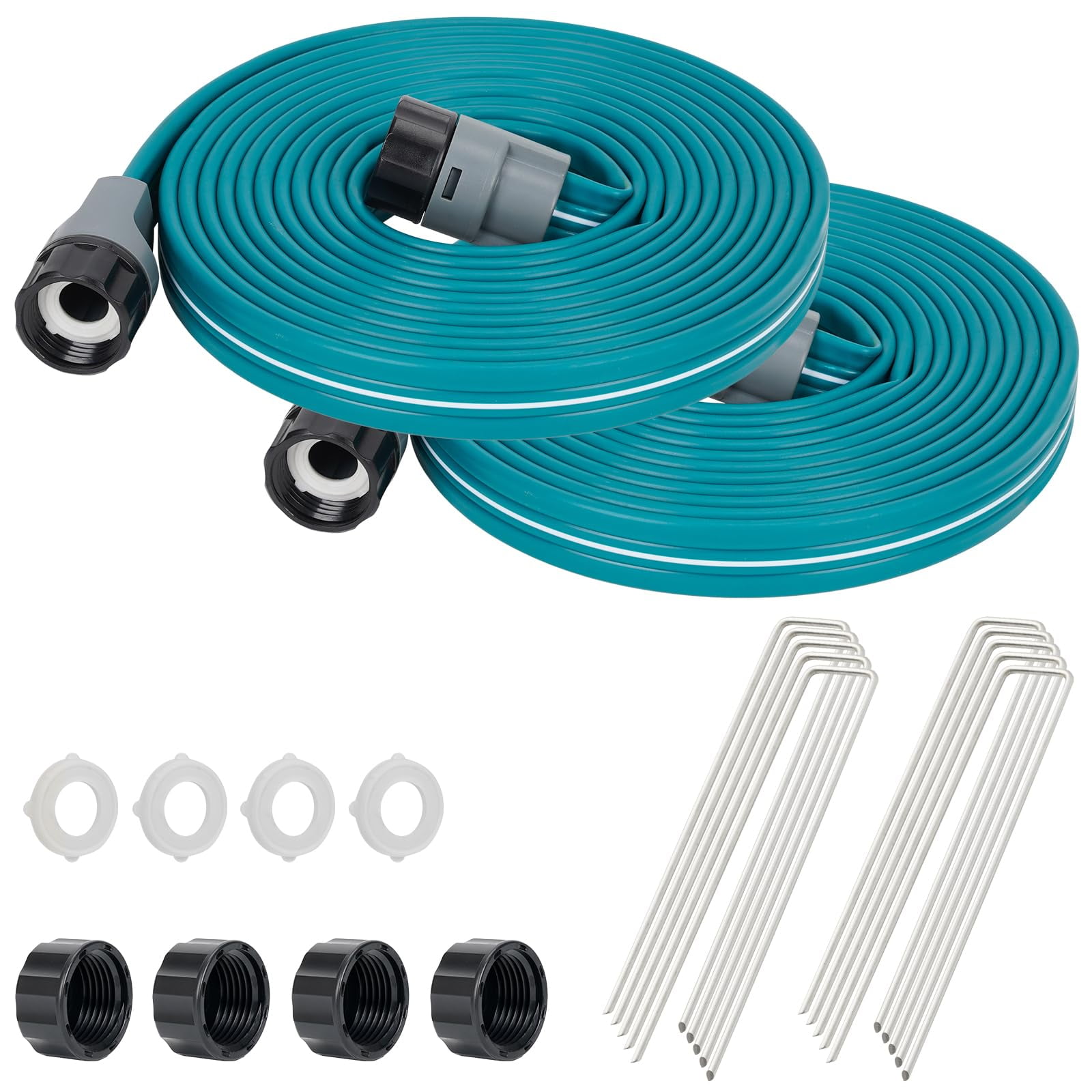 Sprinkler Soaker Hose 15 Ft 2 Pack For Garden Lawn Watering With Stakes