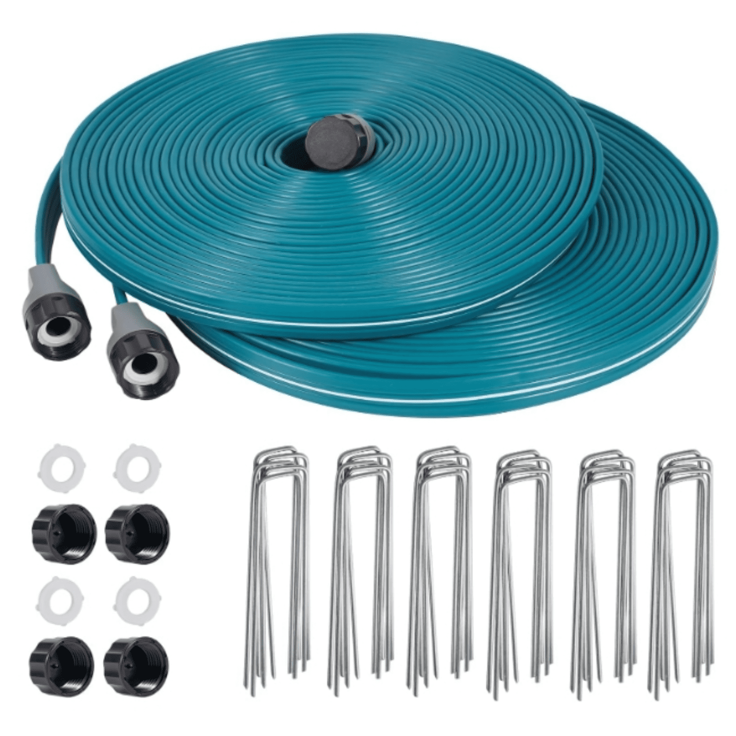 Sprinkler Soaker Hose 50 ft 2 pack for Garden Lawn Watering Hose with Hose Stakes