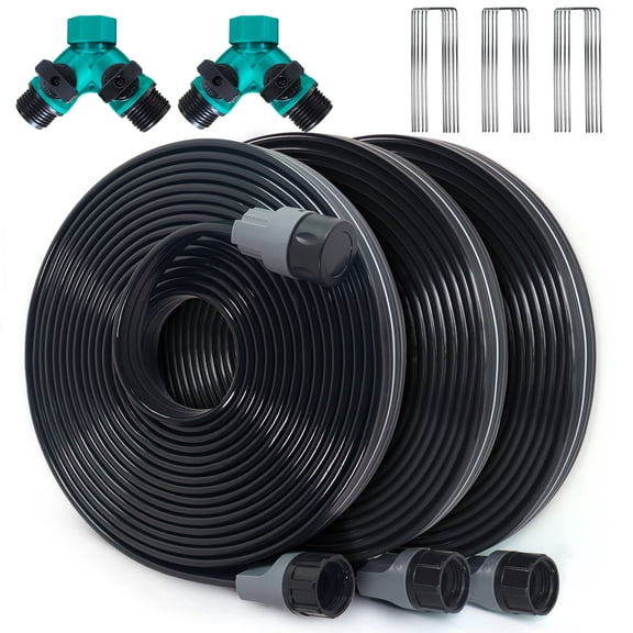 Sprinkler Soaker Hose 75FT for Lawn Watering Garden Soaker hose with holes - Heavy Duty Sprinkler Hose, Efficient Saving Water Hose for Garden Lawn Irrigation System with Hose Stakes