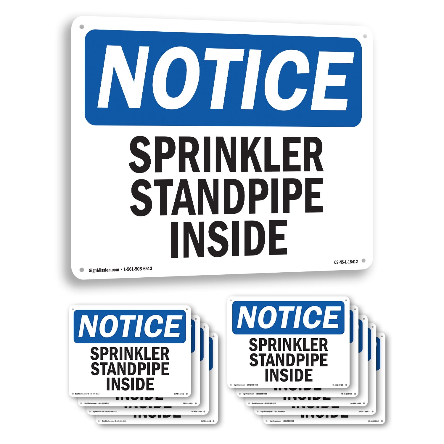 Sprinkler Standpipe Inside OSHA Notice Aluminum Sign 18 Inch x 12 Inch ...