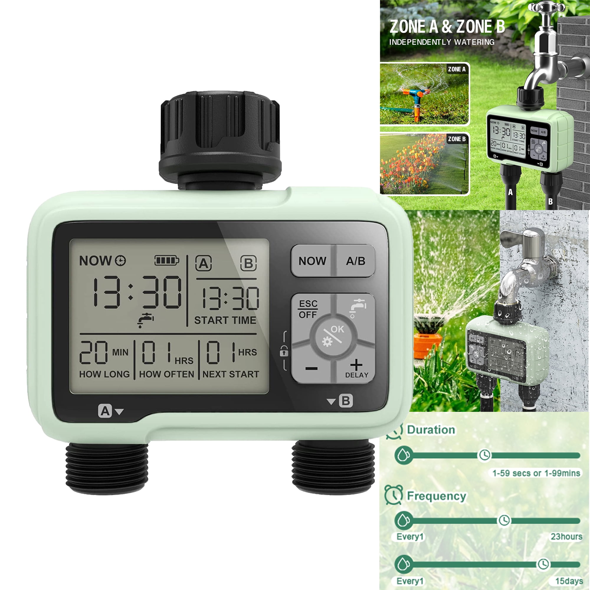 Sprinkler Timer 2 Zone Water Timer Sprinklers for Yard Outdoor Faucet