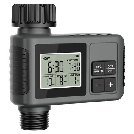 KOYMISKU Sprinkler Timer, Digital Programmable Water Timer for Outdoor Garden Hose with Rain Delay/Manual/Automatic Drip Irrigation for Yard Lawn