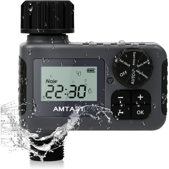 Sprinkler Timer Programmable Garden Hose Faucet Timer with Rain Delay/Manual/Automatic Drip Irrigation Function Watering System for Yard Crops Lawns Pool (1 Outlet, Black)