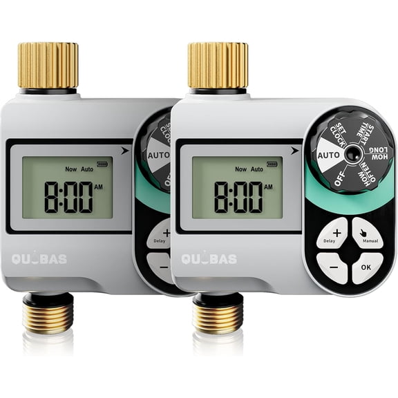 Sprinkler Timer, Programmable Hose Timers with Brass Inlet & Outlet, Water Timer for Garden Hose with Rain Delay/Automatic/Manual Watering System, Digital Drip Irrigation Timers for Yard, Lawn