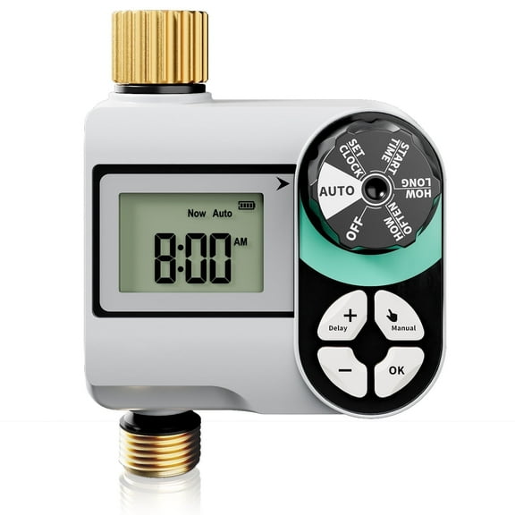 Sprinkler Timer, Programmable Hose Timers with Brass Inlet & Outlet, Water Timer for Garden Hose with Rain Delay/Automatic/Manual Watering System, Digital Drip Irrigation Timers for Yard, Lawn