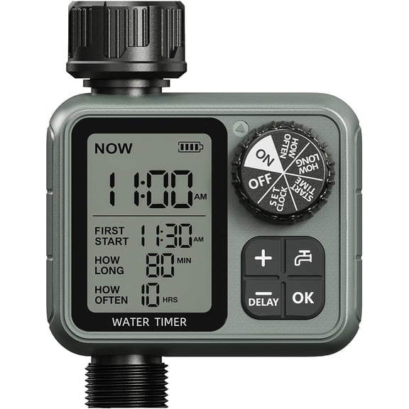 Sprinkler Timer for Garden Hose, Irrigation Water Timer with Rain Delay, Automatic Manual Watering for Lawn Yard Outdoor Drip Irrigation System