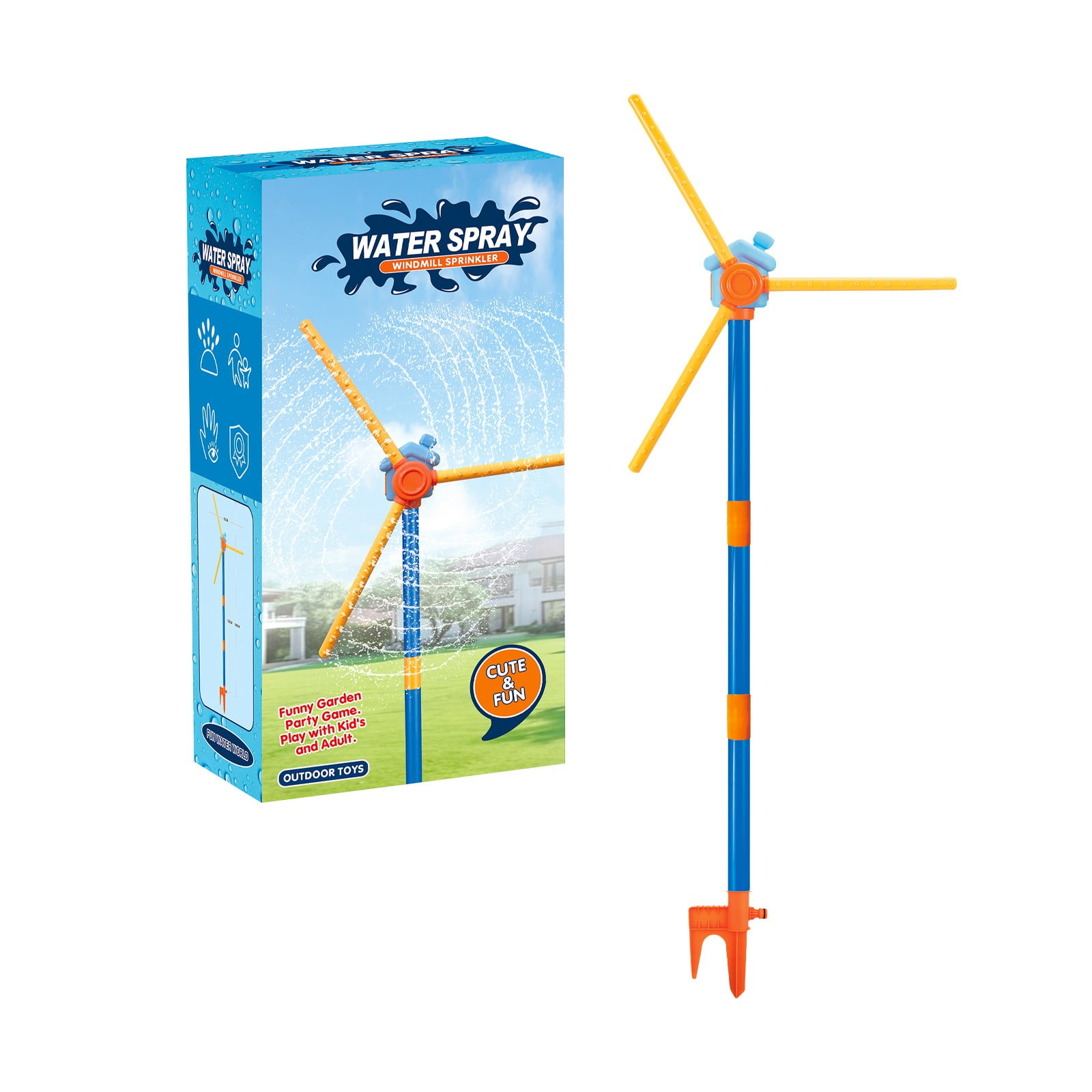 Sprinkler Toy for Backyard Windmill Rotating Water Toy for Children Outdoor Summer Garden Water Play Game for Boys Girls Outside Yard Activities Multicolor