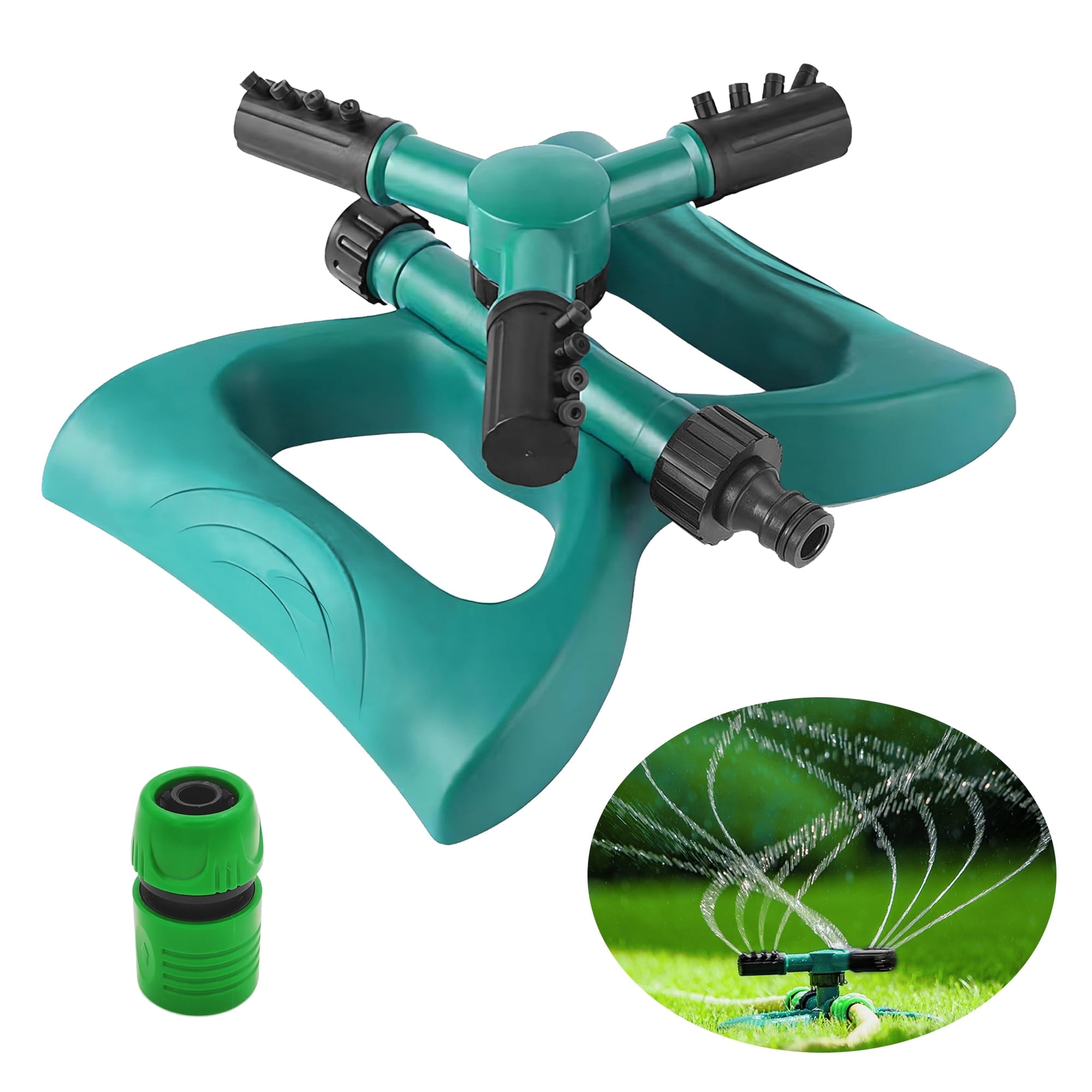 Sprinklers for Yard, KIMHY Lawn Sprinkler with 1/2" Connector for Yard, Garden, Water Sprinkler for Lawn,  360 Rotating Oscillating sprinkler Built in Adjustable Sprayers for Grass, 1/2" Hose
