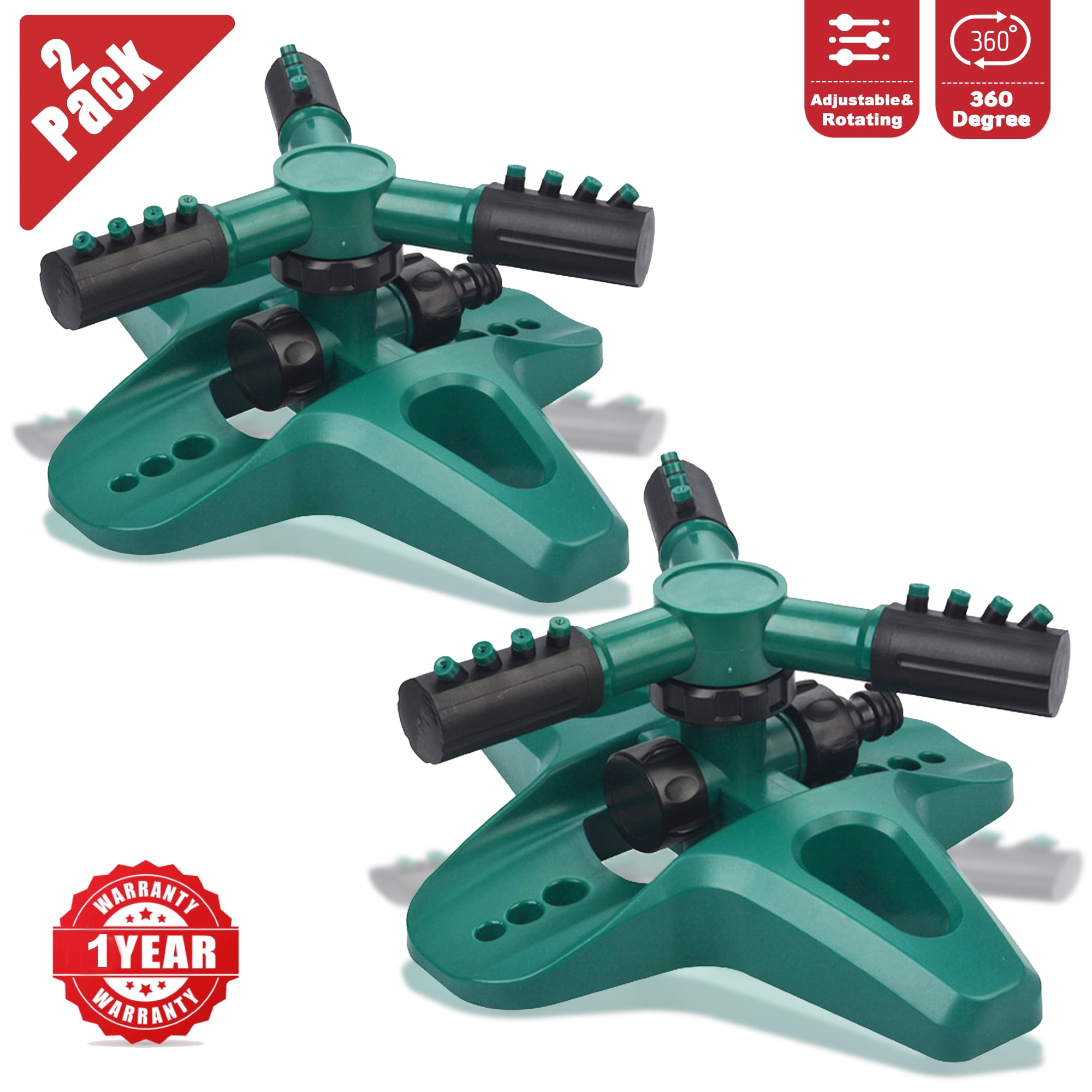 Sprinklers for Yard, Large Coverage Area, Household Lawn Irrigation System for Plants, 2 Pack