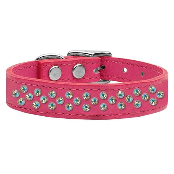 Sprinkles AB Crystal Leather Collar, Pink - Size 16