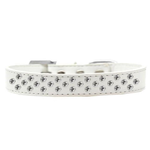 Sprinkles Clear Crystals Dog Collar, White - Size 18