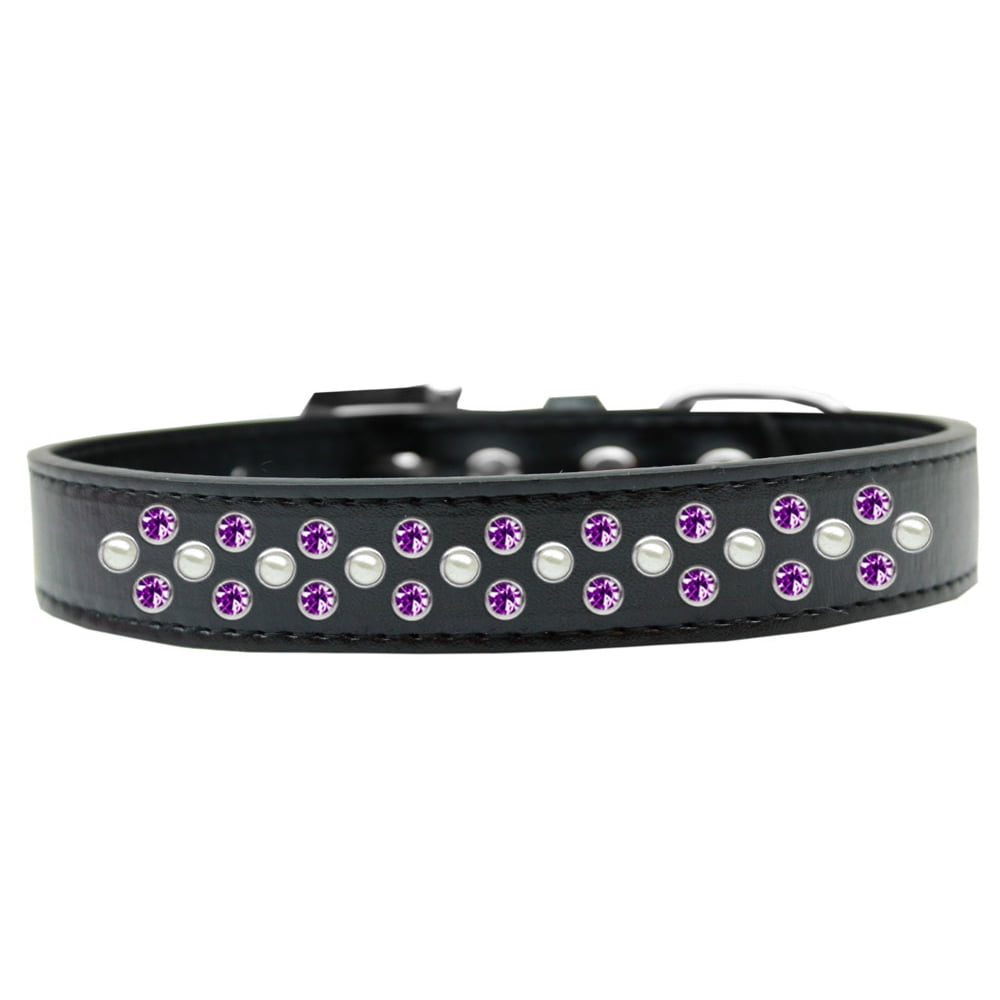 Sprinkles Dog Collar Pearl and Purple Crystals