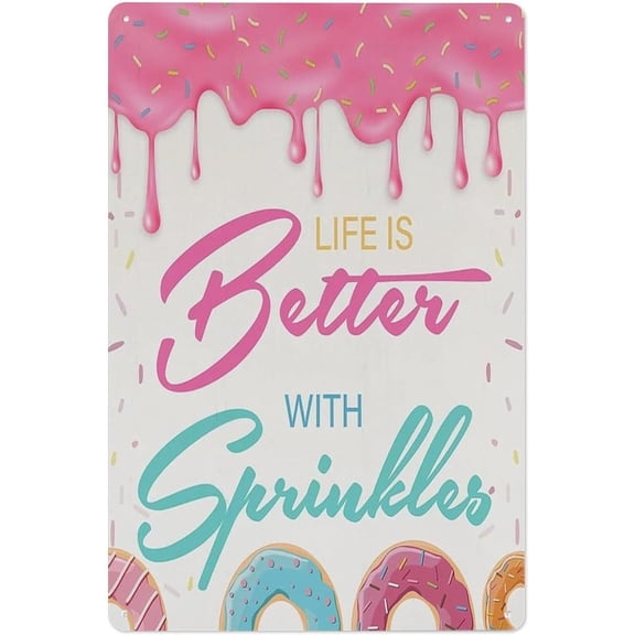 Sprinkles Donut Ice Cream Metal Tin Sign 8x12 Inch Wall Decor for Home Kitchen