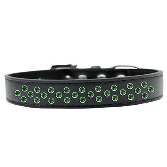 Sprinkles Emerald Green Crystals Dog Collar, Black - Size 20