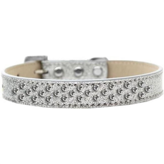 Sprinkles Ice Cream Clear Crystals Dog Collar, Silver - Size 14