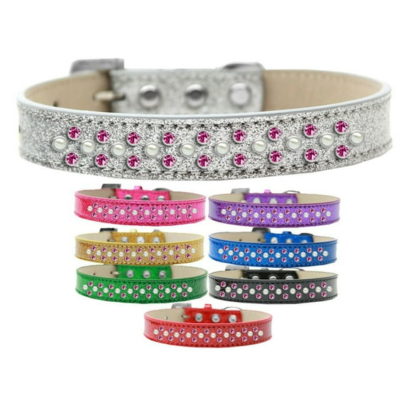 Dog, Puppy Pet Ice Cream Collar, "Pearl and Bright Pink Crystal Rimsets Sprinkles"