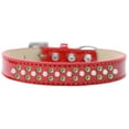 thumbnail image 1 of Sprinkles Ice Cream Pearl & Lime Green Crystals Dog Collar, Red - Size 12, 1 of 1