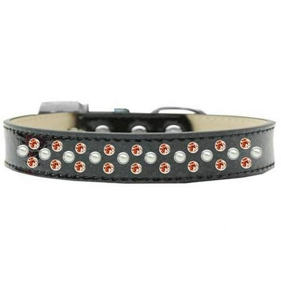 Sprinkles Ice Cream Pearl & Orange Crystals Dog Collar, Black - Size 16