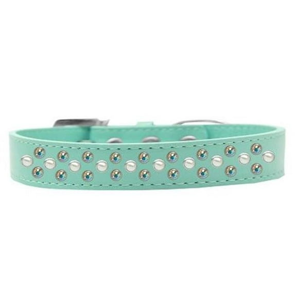 Sprinkles Pearl & AB Crystals Dog Collar, Aqua - Size 14
