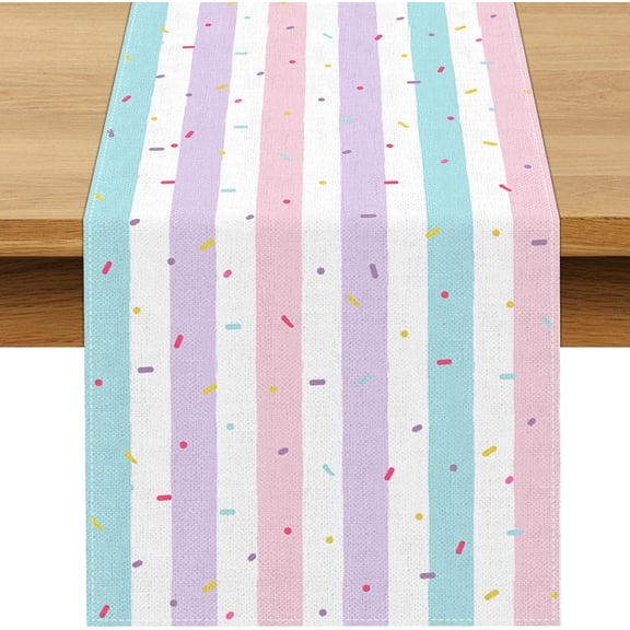 Sprinkles Table Runner Ice Cream Themed Birthday Party Decoration Kids Donut Baby Shower Dining Room Home Kitchen Table Decor (13" x 108")