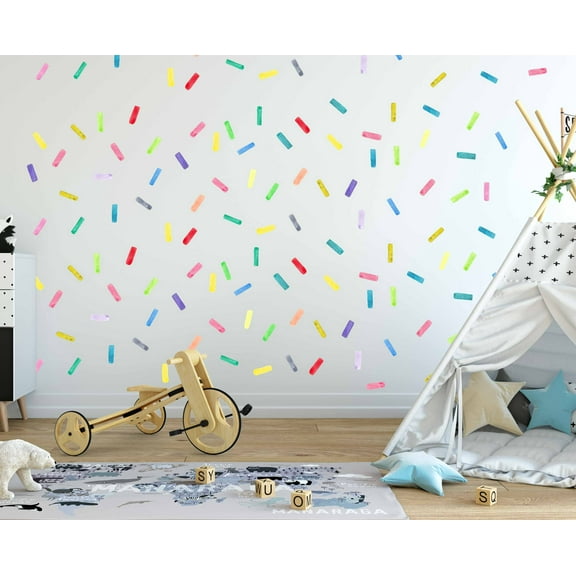 Sprinkles Wall Decals, Rainbow Color Polka Dots, Stripes Decal, Stripe Stickers, Nursery Decor, Bedroom Decor LF210