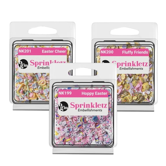 Sprinkletz Easter Bundle – 1800-Piece Polymer Clay Embellishments for DIY Crafts, Scrapbooking & Shaker Cards – 3-Pack Assorted Designs