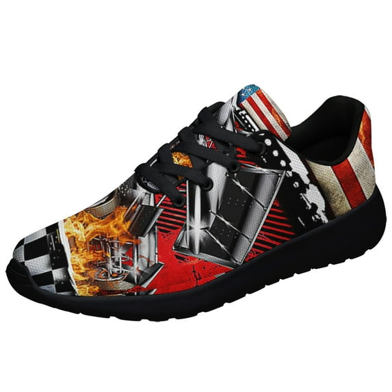 Sprint Car Racing American flag Shoes Sneakers Black Size 3.5