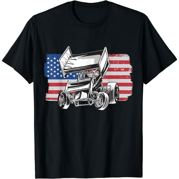 Sprint Car Racing USA Flag T-Shirt