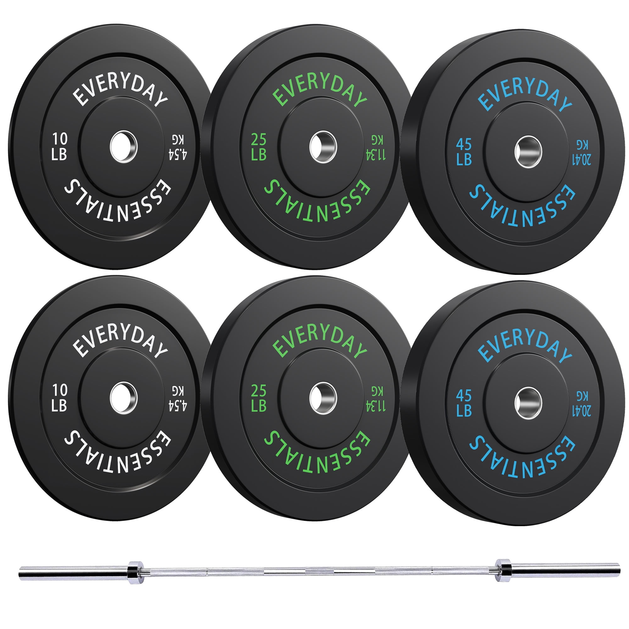 Sprint Demon 160LB Olympic Bumper Plates Set with 7FT Barbell, 2-Inch Solid Rubber Weight Plates for Home Gym and Strength Training, Black