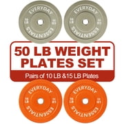 FlexWave 2-Inch Olympic Bumper Weight Plate Set with Steel Hub, Multicolored, Multiple Sizes, for Strength Training & Home Gym