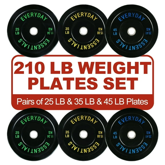 FlexWave 2-Inch Olympic Bumper Weight Plate Set,with Steel Hub, Black, Multiple Sizes,for Strength Training & Home Gym