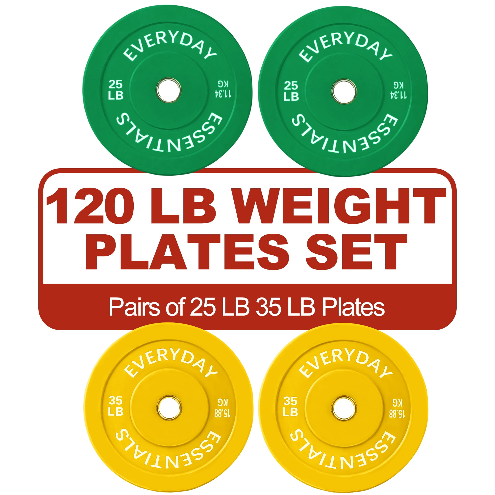 FlexWave 2-Inch Olympic Bumper Weight Plate Set，with Steel Hub, Multicolored, Multiple Sizes, for Strength Training & Home Gym