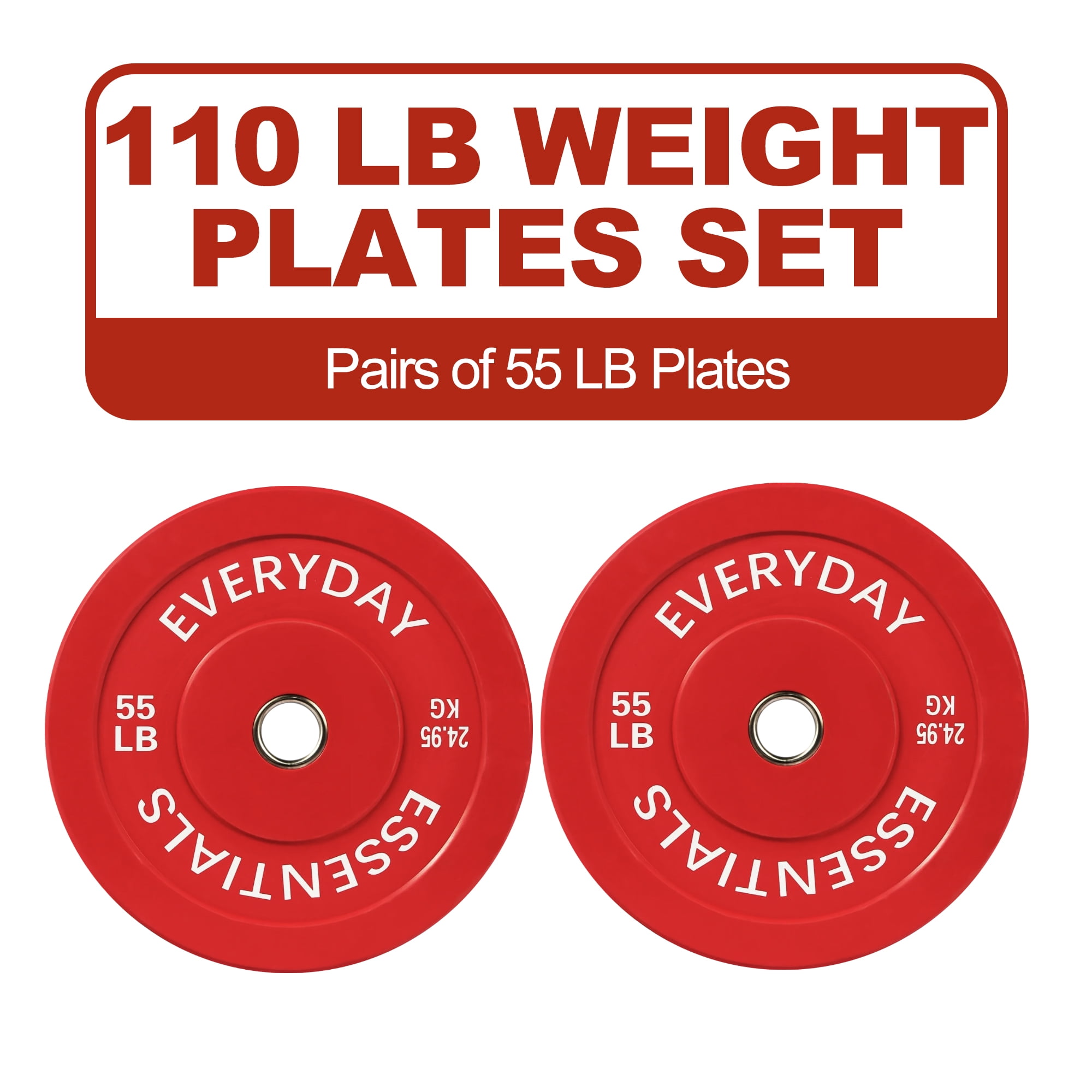 FlexWave 2-Inch Olympic Bumper Weight Plate，with Steel Hub, Multicolored, Multiple Sizes，Single & Pair, for Strength Training & Home Gym