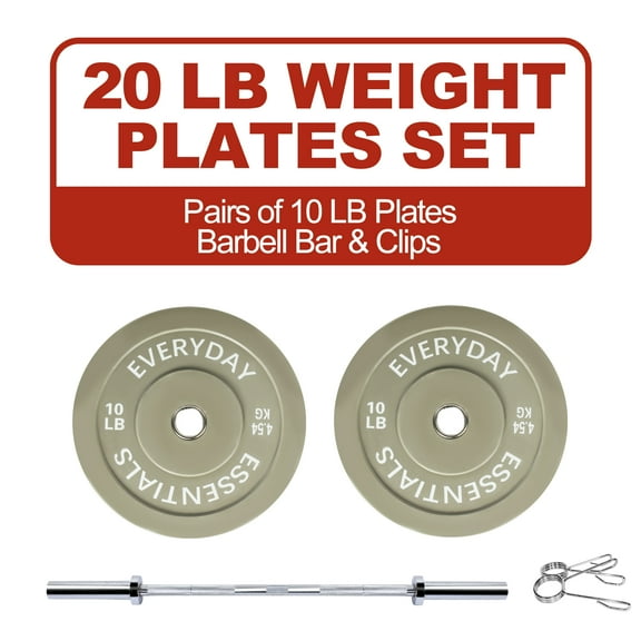 FlexWave 2-Inch Olympic Bumper Weight Plate Set，with Steel Hub,Barbell Bar & Clips，Colour, Multiple Sizes，for Strength Training & Home Gym