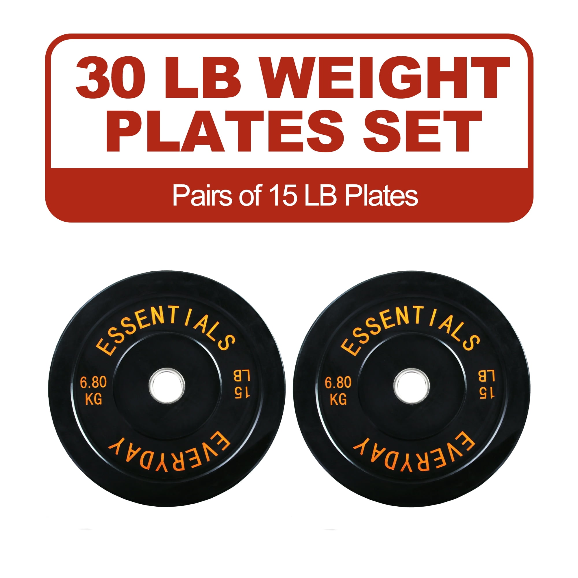 FlexWave 2-Inch Olympic Bumper Weight Plate，with Steel Hub, Black, Multiple Sizes，Single & Pair, for Strength Training & Home Gym