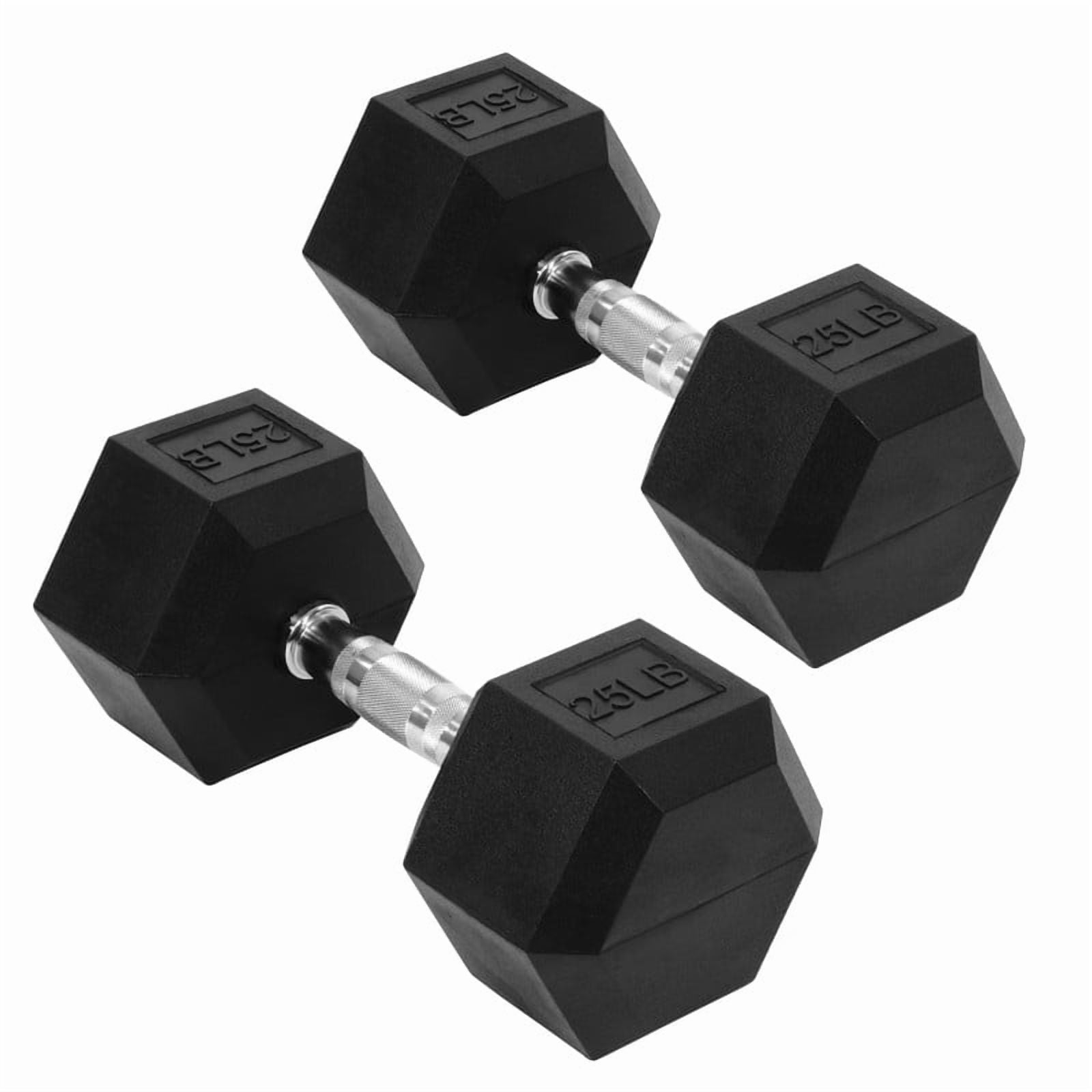Sprint Demon 25 LB Rubber Hex Dumbbells, Set of 2, Non-Slip Grip for Home Gym Strength Training