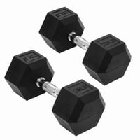 50-Lbs (25-LB pair) Sprint Demon Rubber Hex Dumbbells with Non-Slip Grip (Black)
