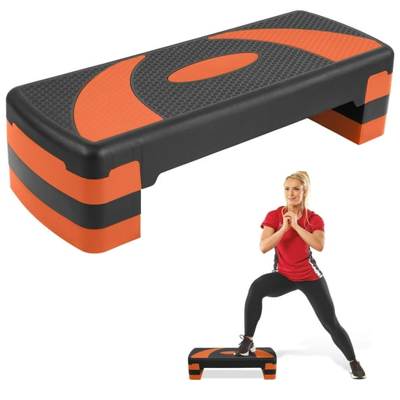 FlexWave 31-inch Aerobic Step Platform, Adjustable Fitness Stepper with 4 Adjustable Step Risers, Aerobics Stepper Workout Stepper for Aerobic Strength and Training in Home Gym,Multicolor
