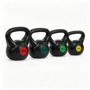 Sprint Demon 4-Piece Kettlebell Set, 5 lb, 10 lb, 15 lb & 20 lb, Concrete Core with Protective Plastic Coating, Strength Training Weights for Home Gym