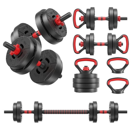 Sprint Demon 4-in-1 Adjustable Dumbbell Set, 40 LB Weight Set Converts to Dumbbells, Barbell, Kettlebell & Push Up Stand for Home Gym