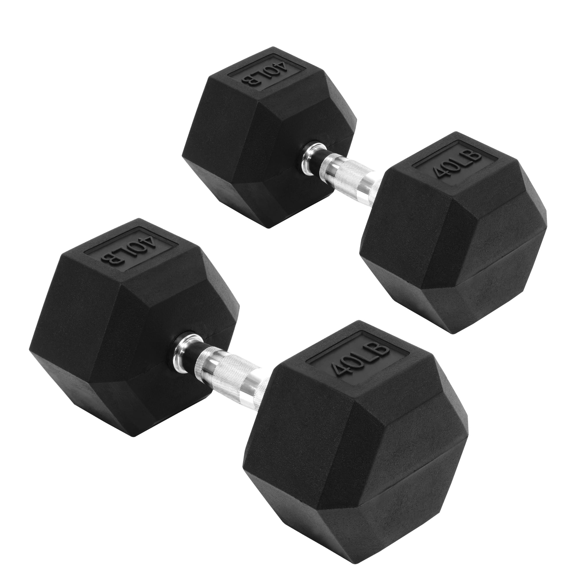 Dumbbell pairs of 10/15/20/25/30/35/40/45/50 LB Rubber Hex Dumbbells