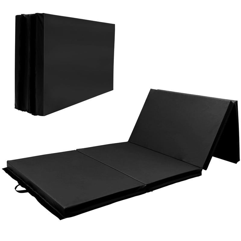 Sprint Demon 4FT x 8FT Folding Gymnastics Mat, Thick 2-Inch Exercise Mat with Vinyl Surface and Carrying Handles for Tumbling, Home Gym, Martial Arts, Yoga and Pilates, Black