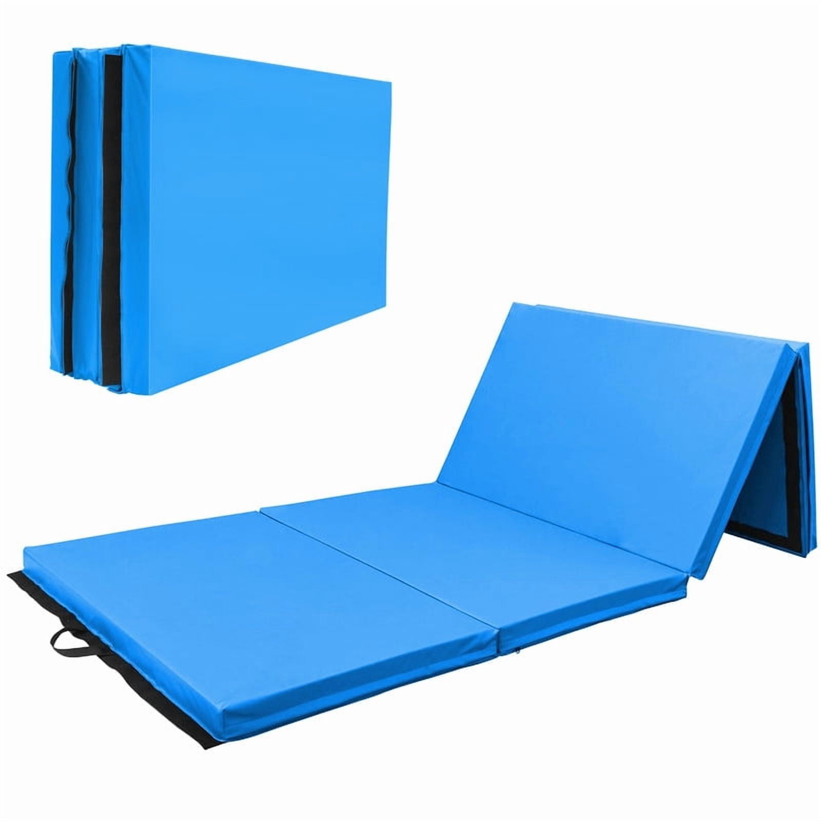Sprint Demon 4FT x 8FT Folding Gymnastics Mat, Thick 2-Inch Exercise Mat with Vinyl Surface and Carrying Handles for Tumbling, Home Gym, Martial Arts, Yoga and Pilates, Blue