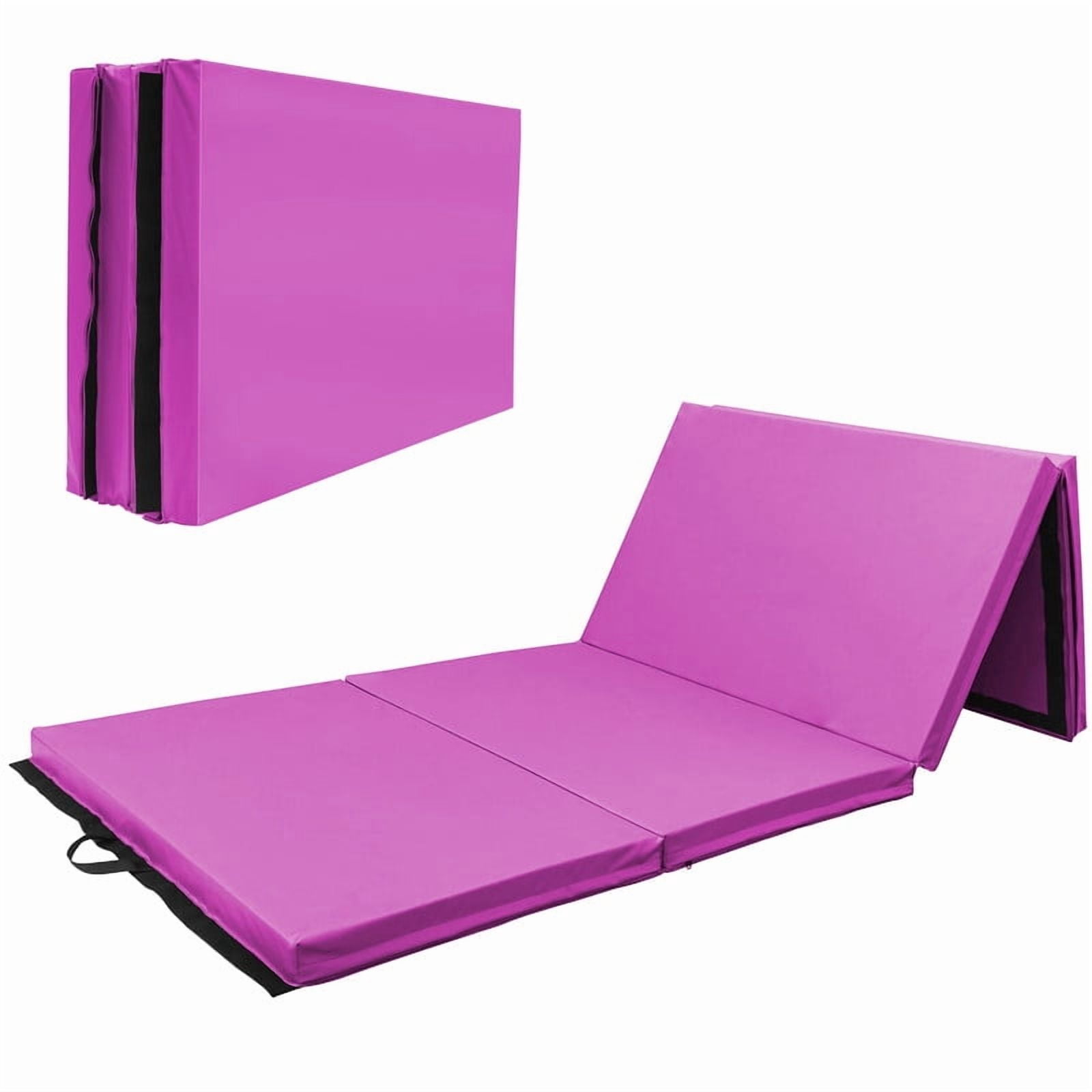 Sprint Demon 4FT x 8FT Folding Gymnastics Mat, Thick 2-Inch Exercise Mat with Vinyl Surface and Carrying Handles for Tumbling, Home Gym, Martial Arts, Yoga and Pilates, Pink