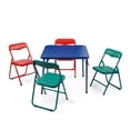 thumbnail image 1 of FlexWave 5-Piece Folding Table and Chair Children's Edition Set，Includes 1 Square Card Table，with Blue Padded Top and 4 Matching Folding Chairs，for Home, Game Night, Picnic, or Party, 1 of 8