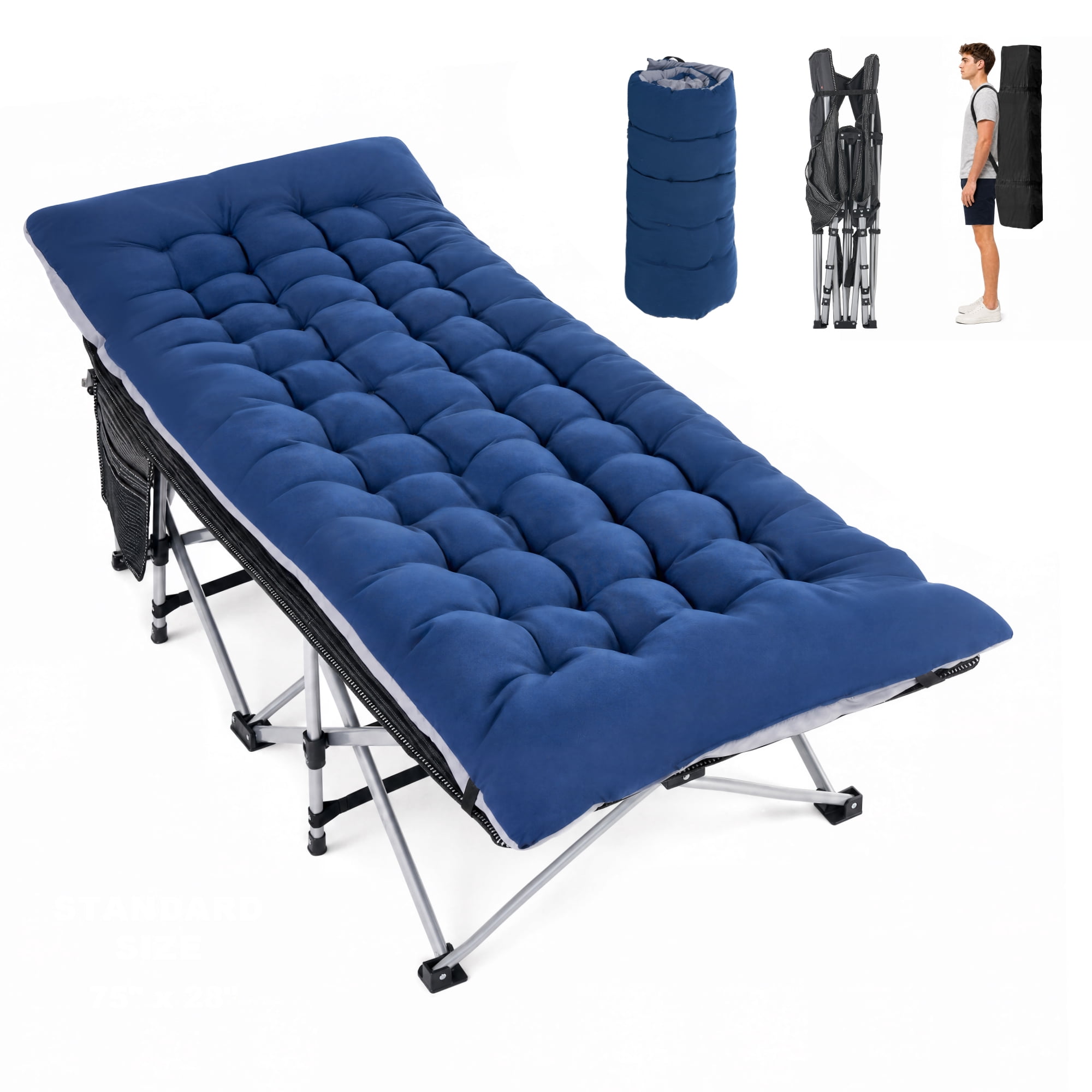 Sprint Demon Folding Camping Cot with Mattress for Adults, 880 lb Heavy Duty Portable Guest Bed for Camping, Home & Travel