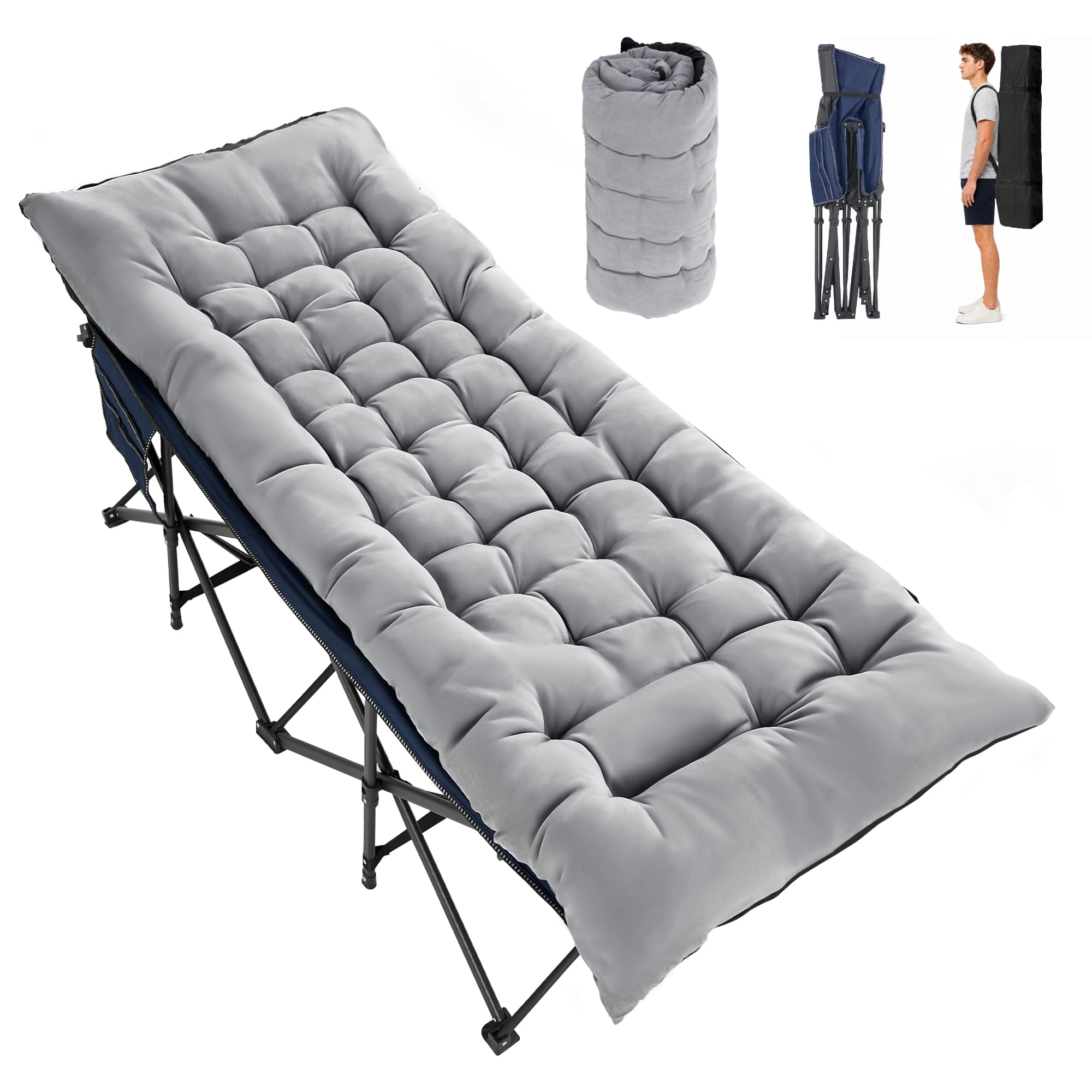 Sprint Demon Folding Camping Cot with Mattress for Adults, 900 lb Heavy Duty Portable Guest Bed for Camping, Home & Travel